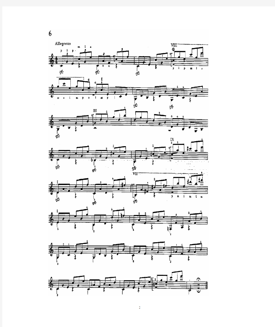 朱利亚尼练习曲(四级曲目)Op. 48 No. 5, 6, 9, 10, 13; M. Giuliani(古典吉他谱)
