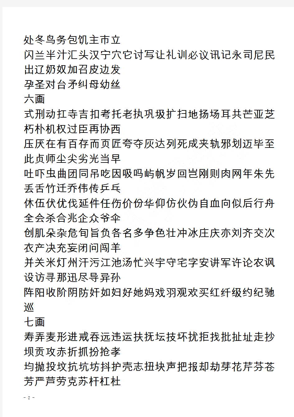 现代汉语常用字表(3500字)