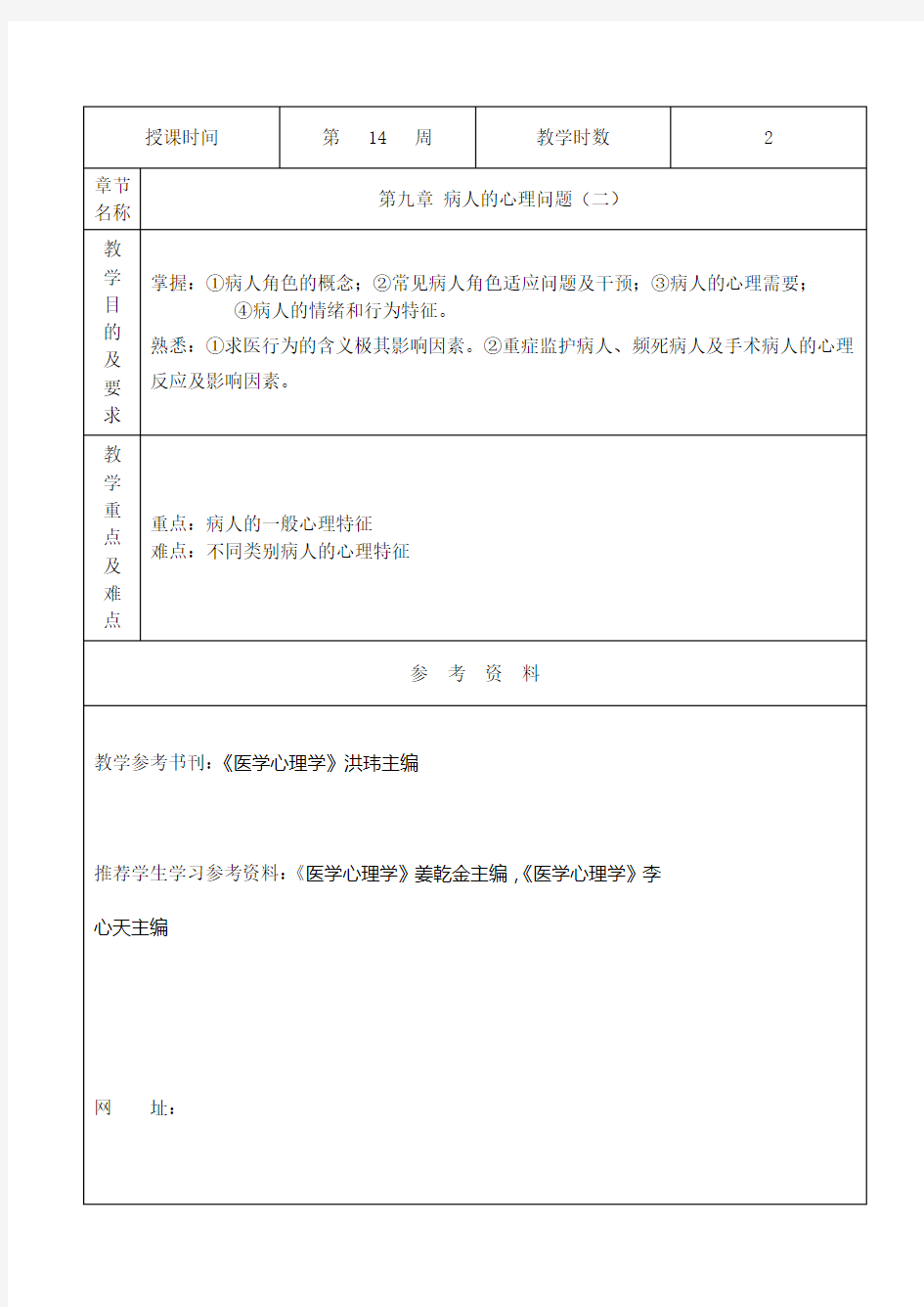 医学心理学教案 14