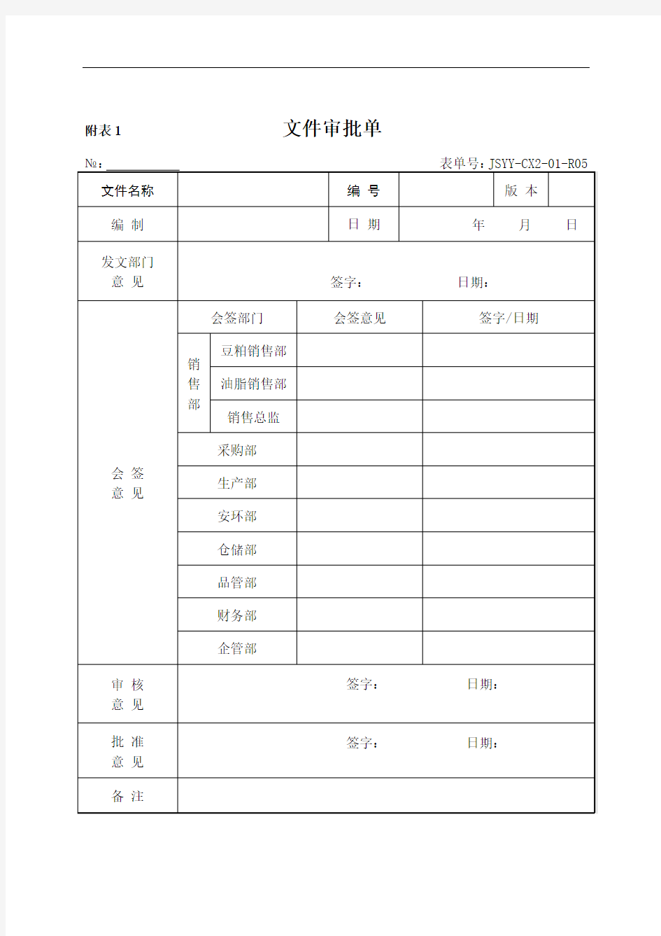 公司级制度文件审批表