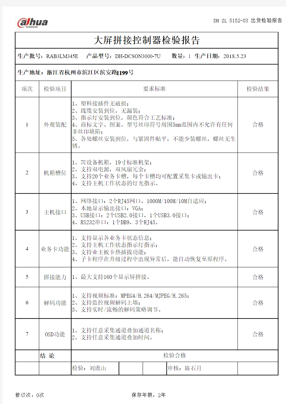 检验报告-拼接控制器