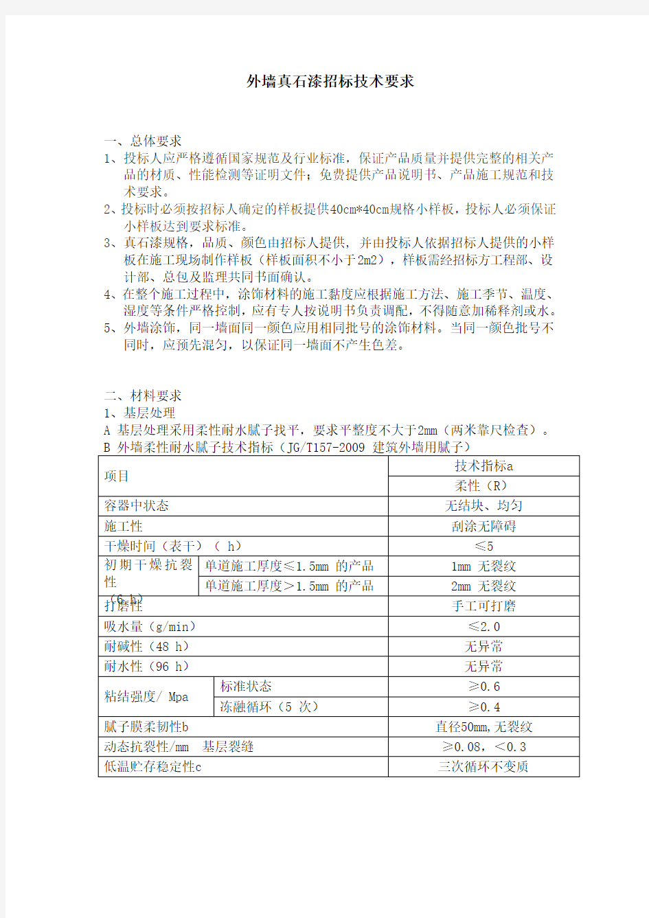 外墙真石漆招标技术要求1