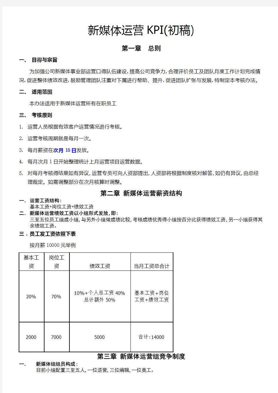 新媒体运营KPI初