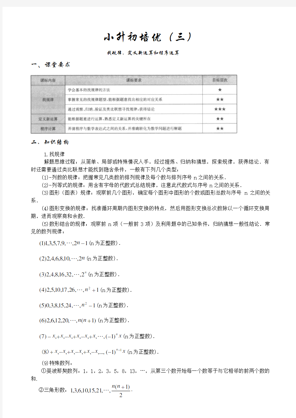 学而思小升初培优三：规律,程序,新运算(原版)