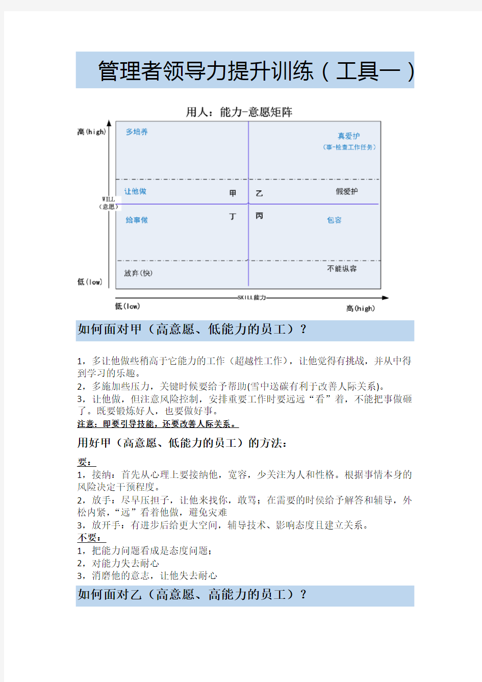 管理者领导力提升训练工具