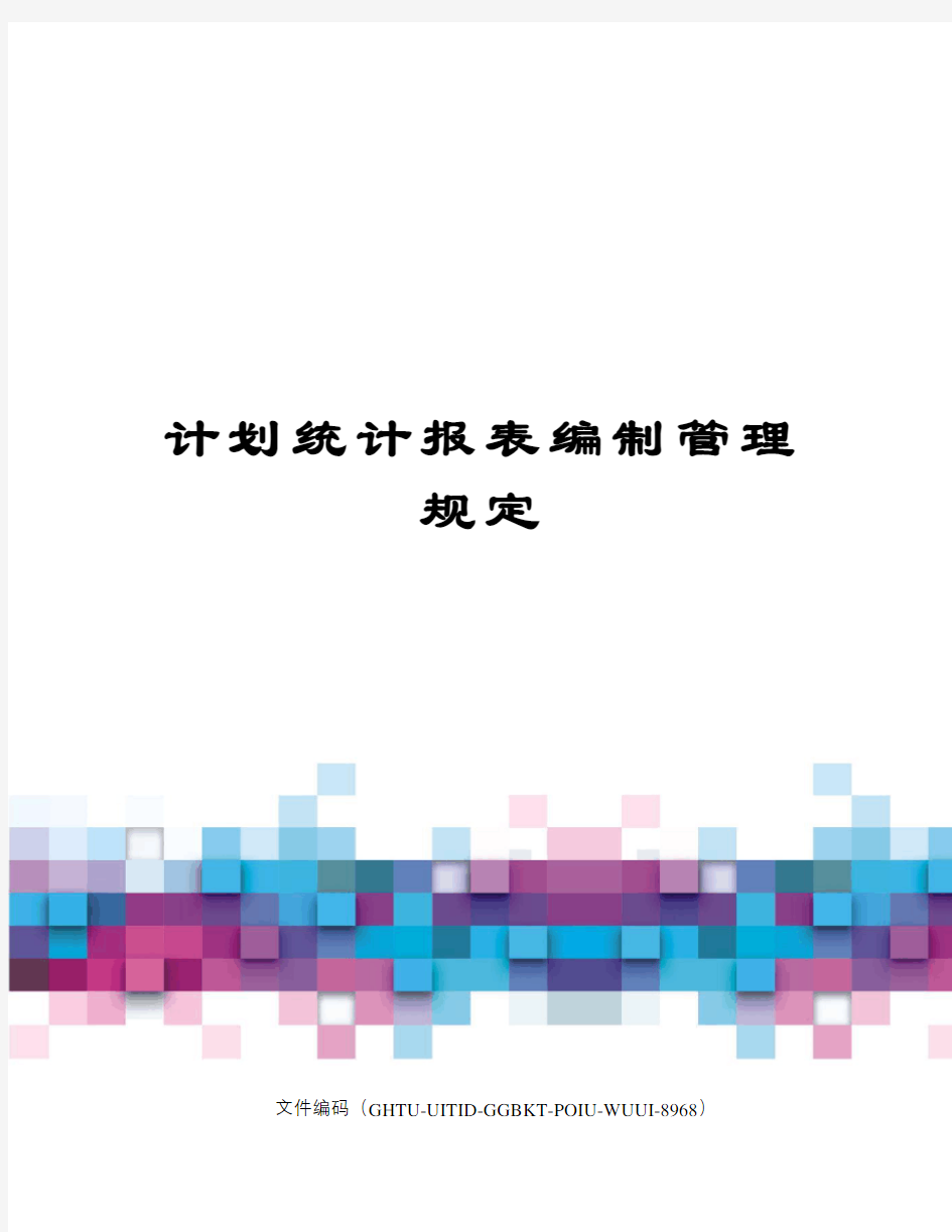 计划统计报表编制管理规定