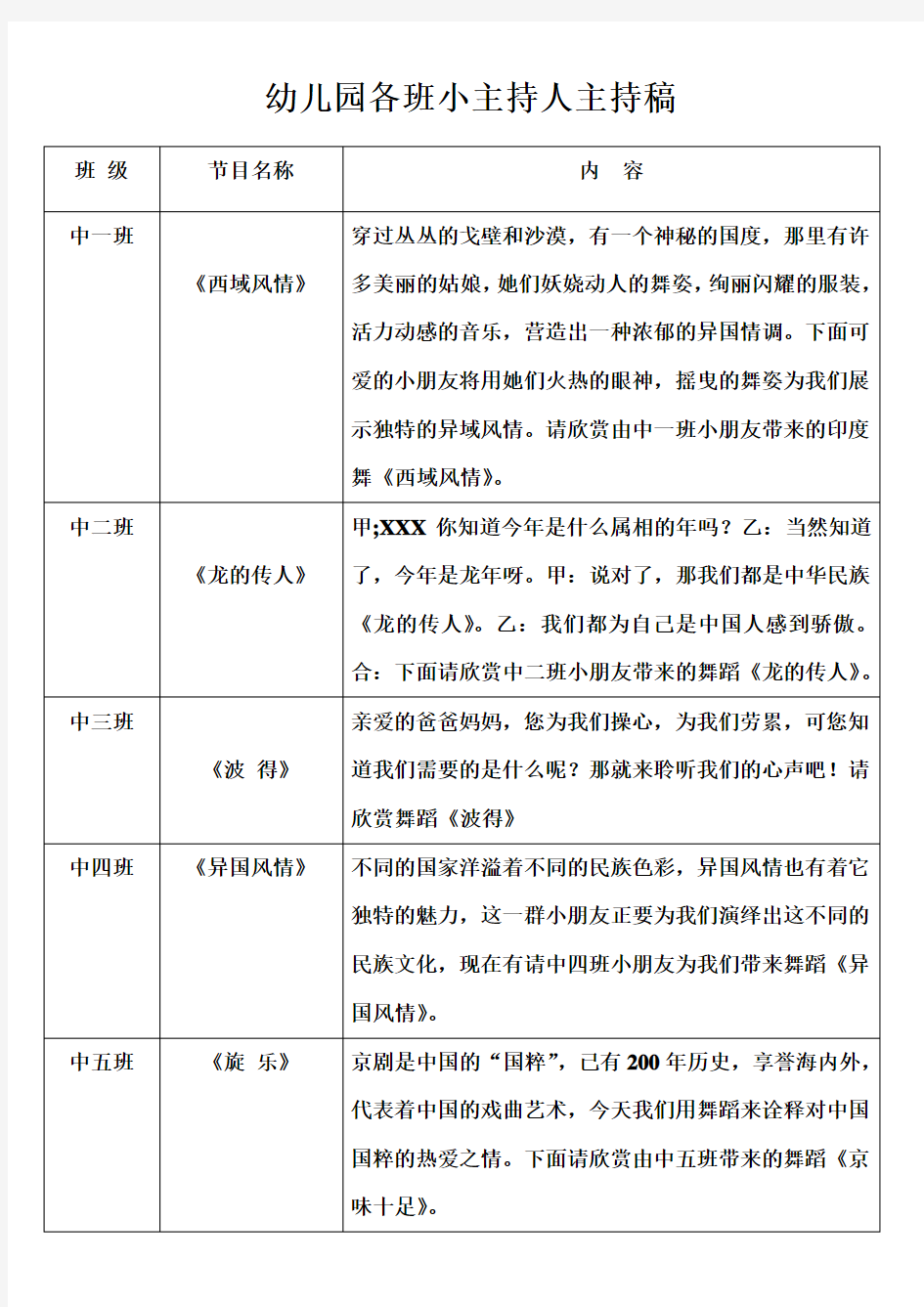 幼儿园小主持人主持稿(中英文)