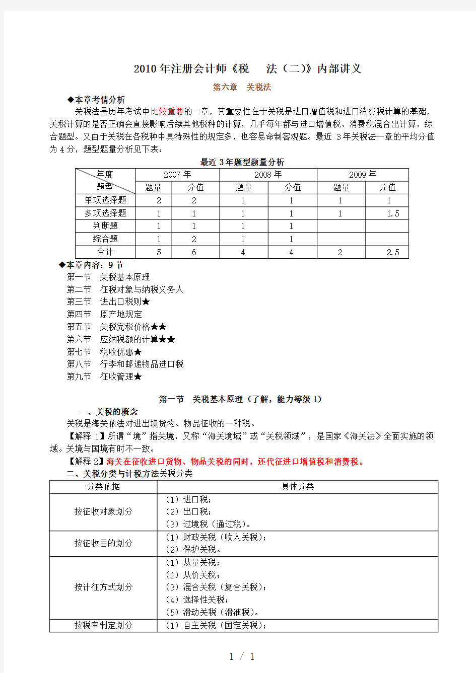 注册会计师税法二内部讲义第六章