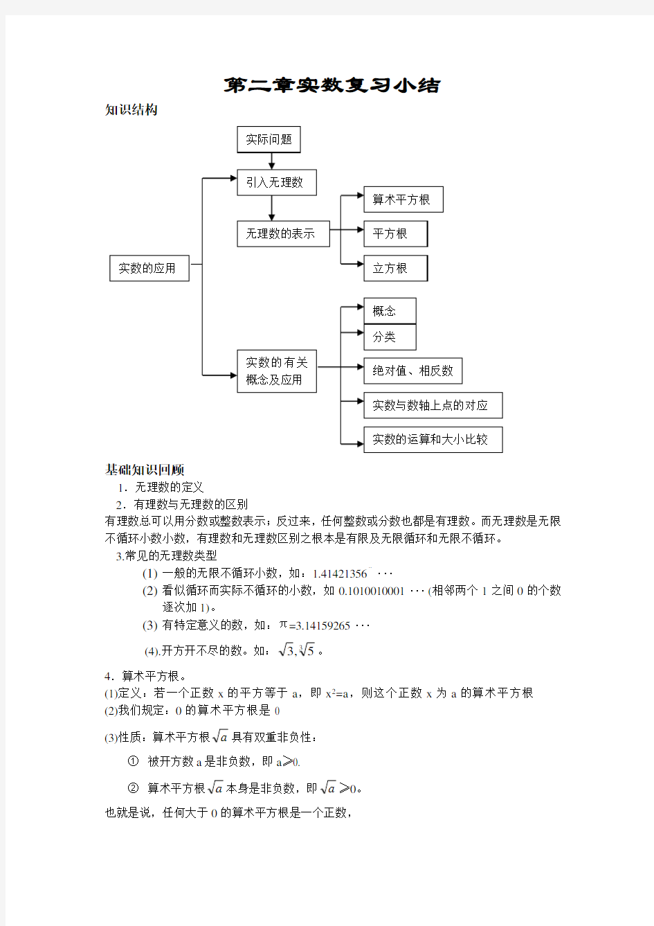 实数复习小结