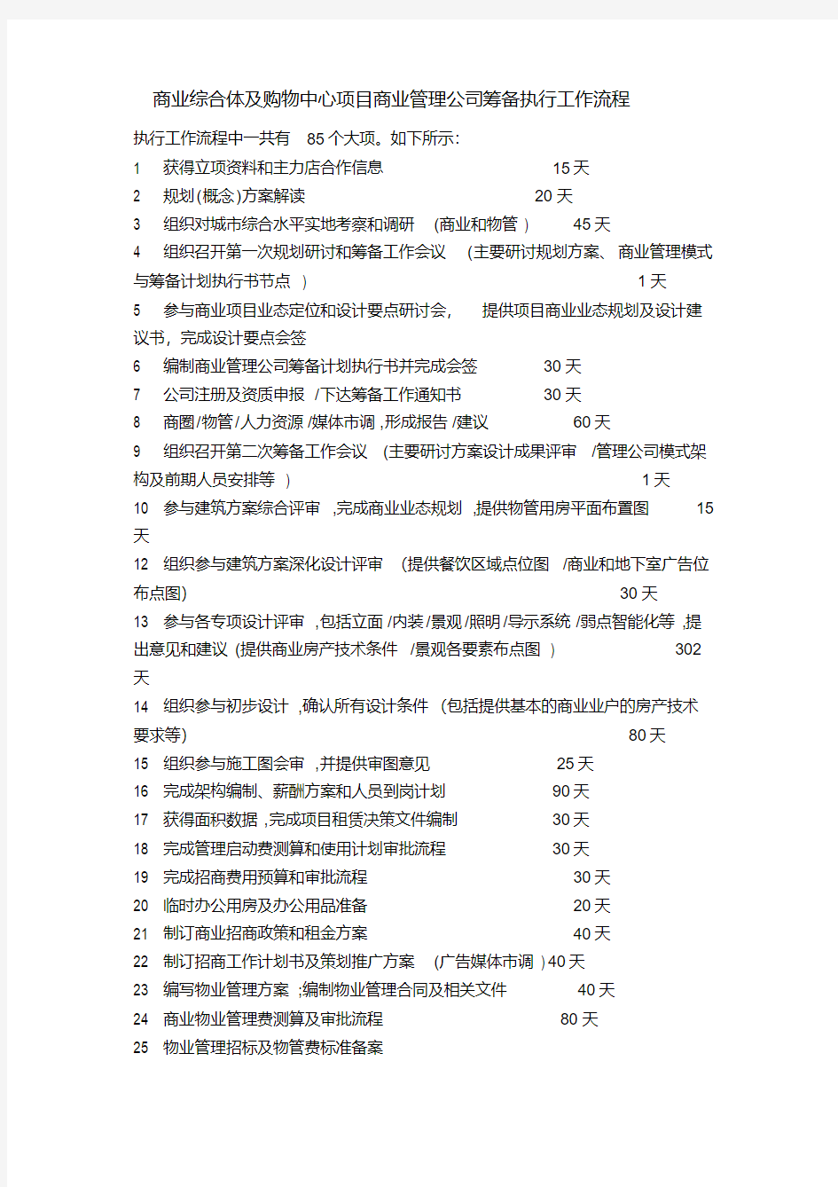 购物中心商业管理公司的筹备流程