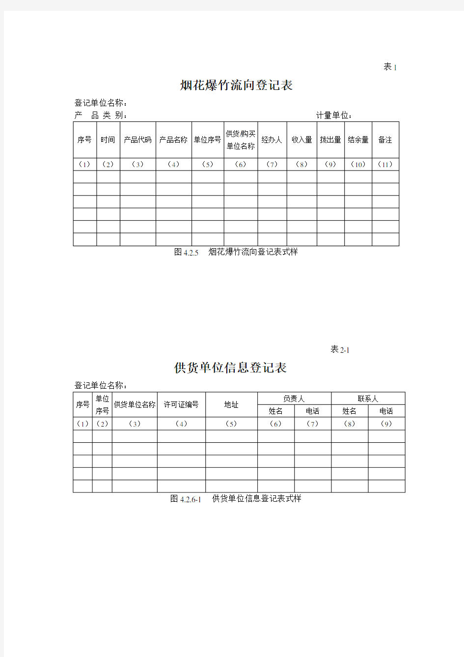 烟花爆竹流向登记表