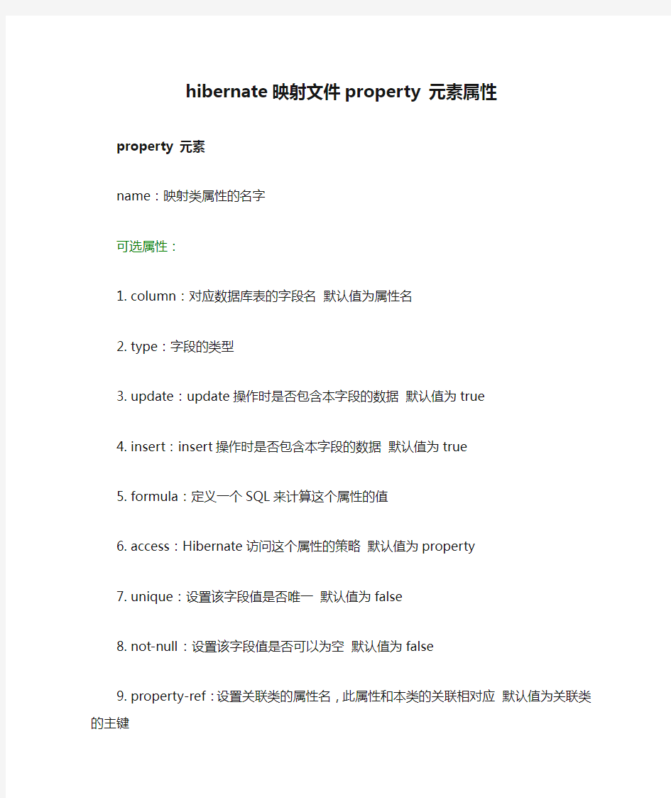 hibernate映射文件property 元素属性