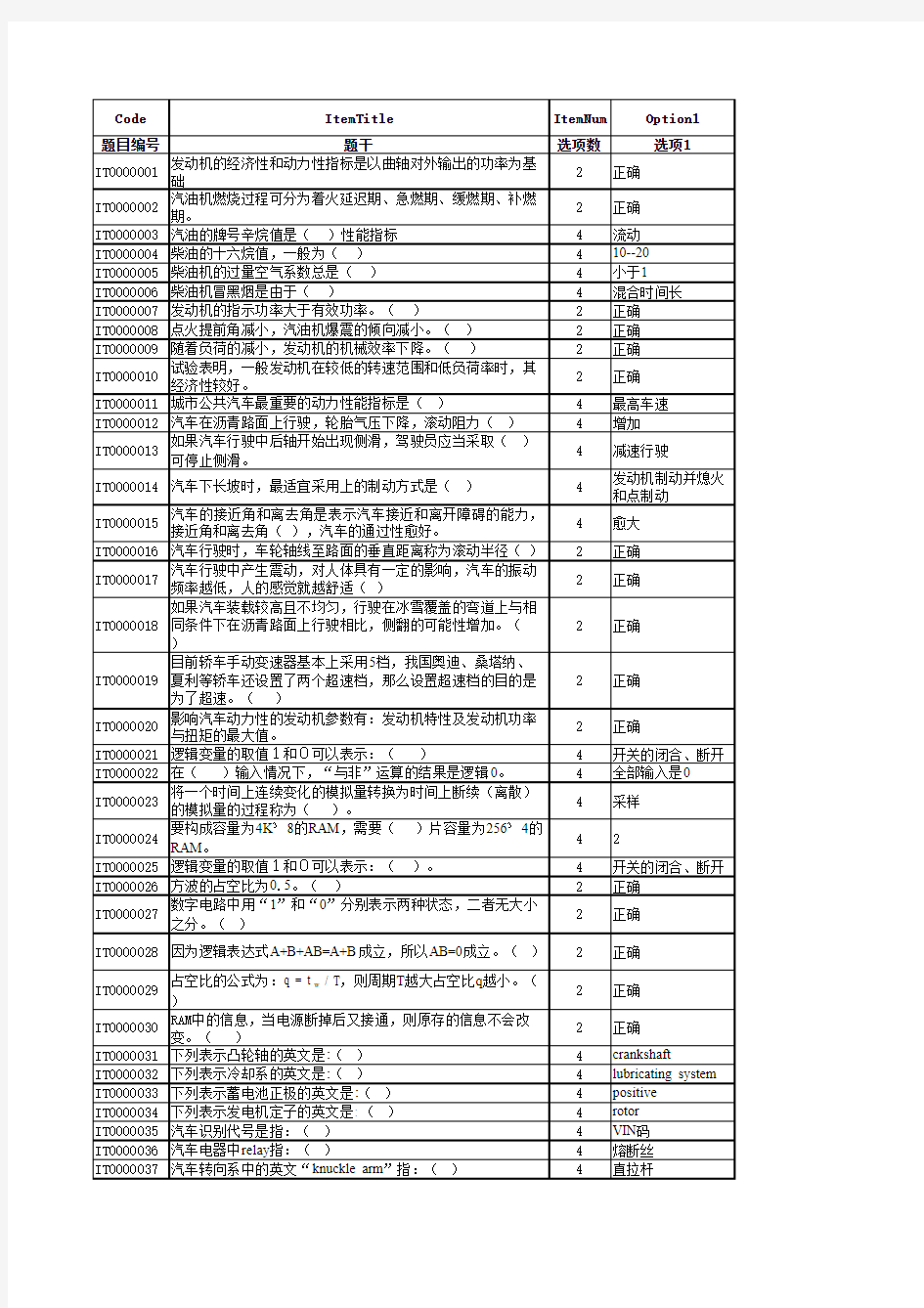 汽车维修理论考试试题及答案