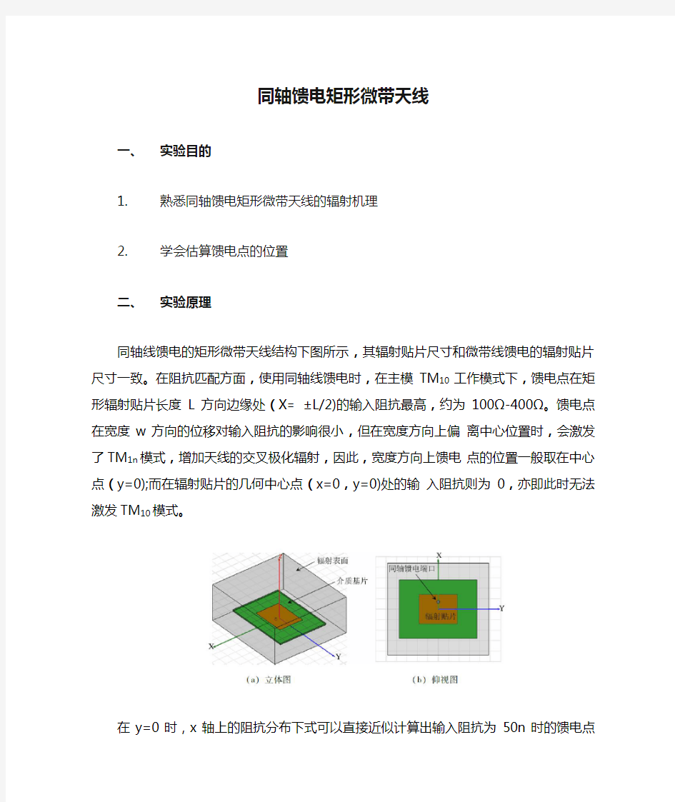 同轴馈电矩形微带天线