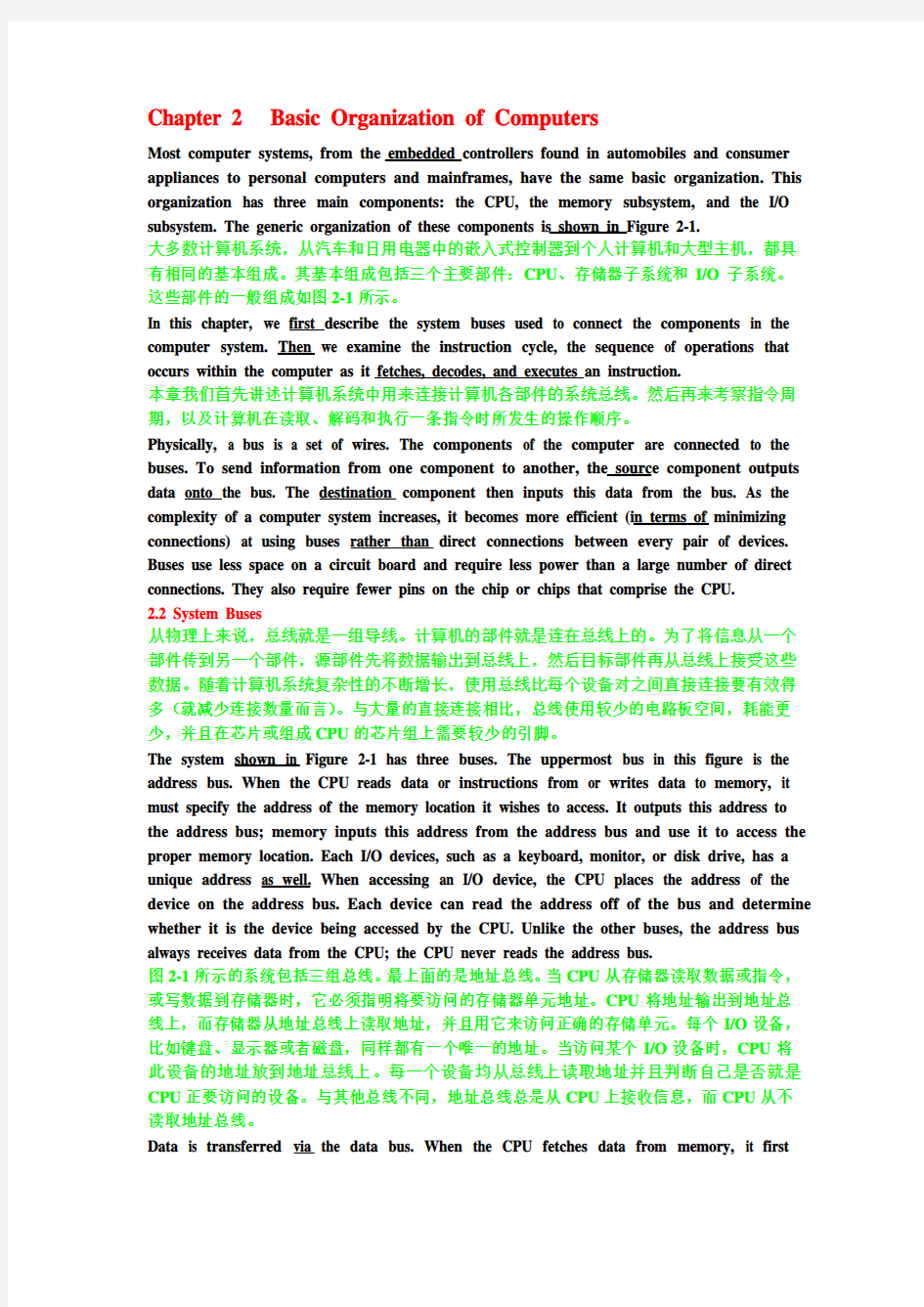 Chapter 2  Basic Organization of Computers