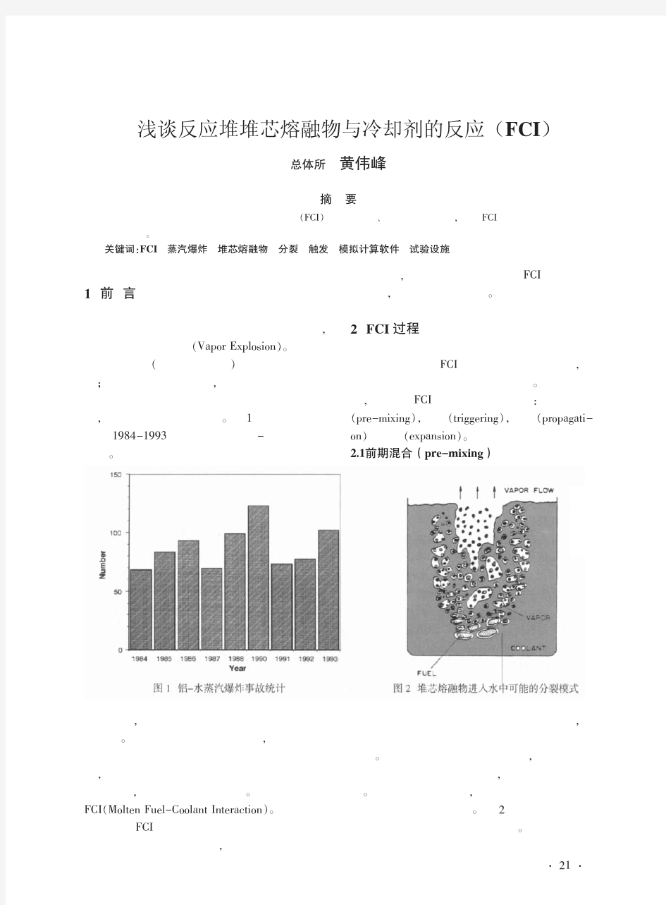 浅谈反应堆堆芯熔融物与冷却剂的反应