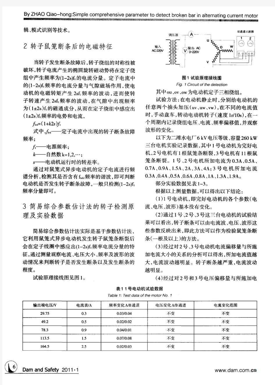 简易综合参数估计法在电机转子断条检测中的应用