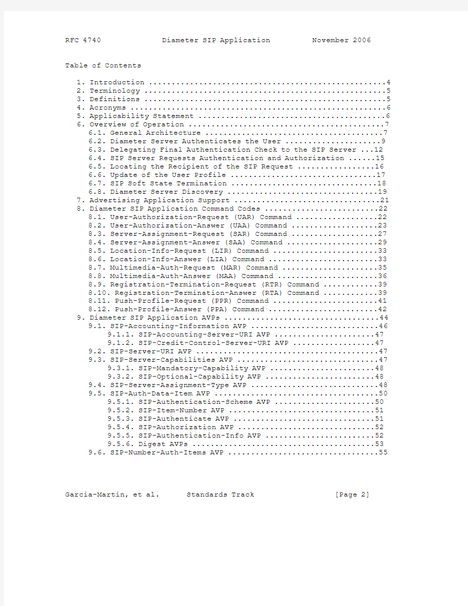 rfc4740.Diameter Session Initiation Protocol (SIP) Application