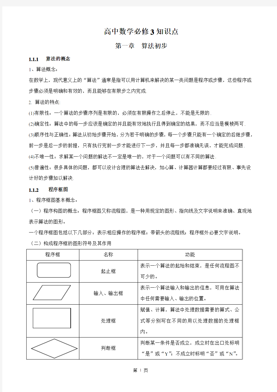 (完整word版)高中数学必修三知识点,推荐文档