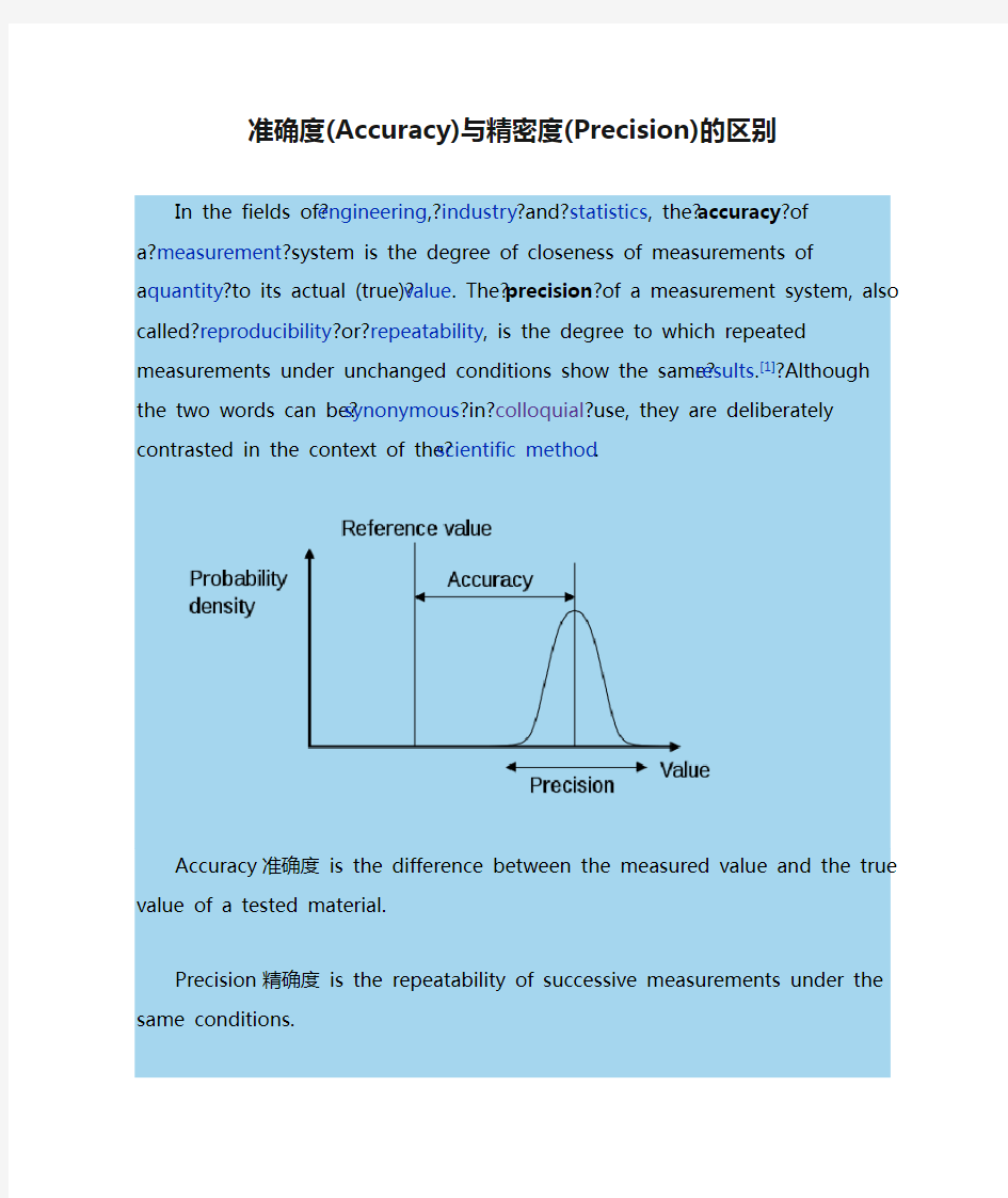 准确度(Accuracy)与精密度(Precision)的区别