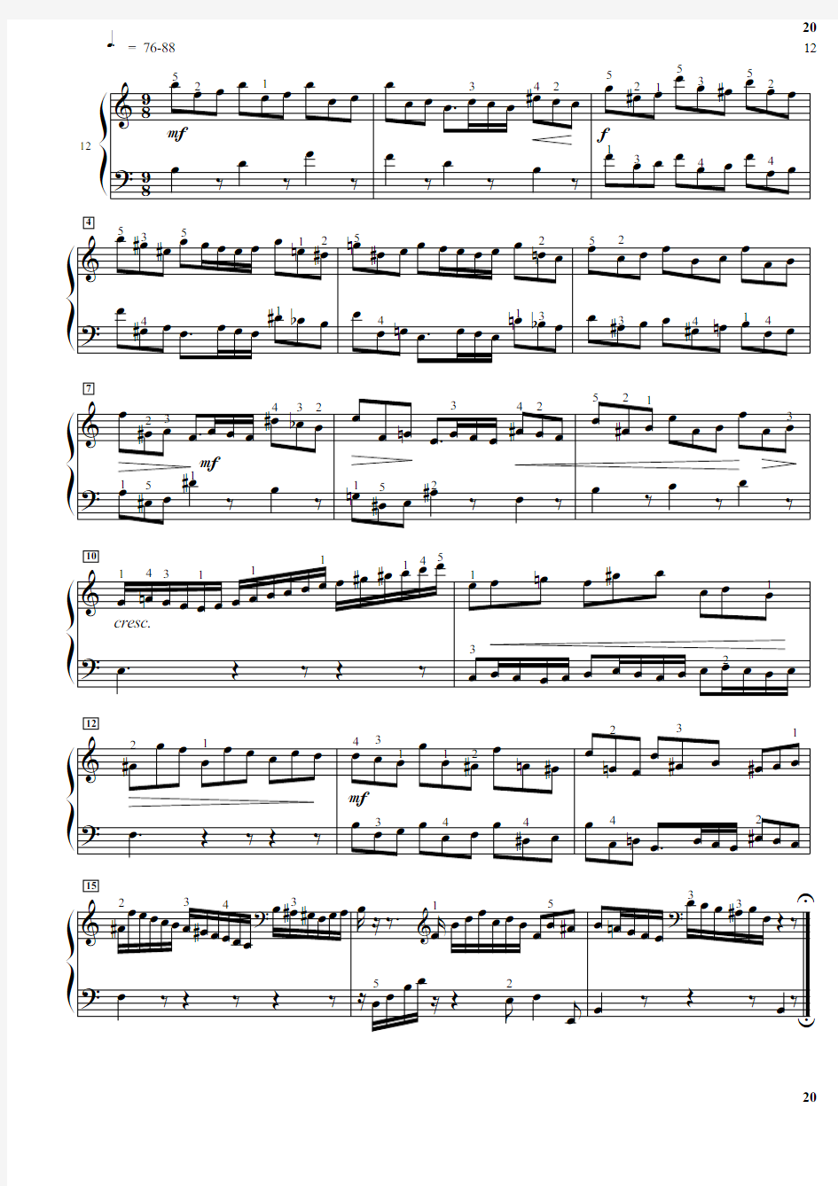 J.S.巴赫小前奏曲与赋格曲 12 钢琴谱 原版 正谱 五线谱