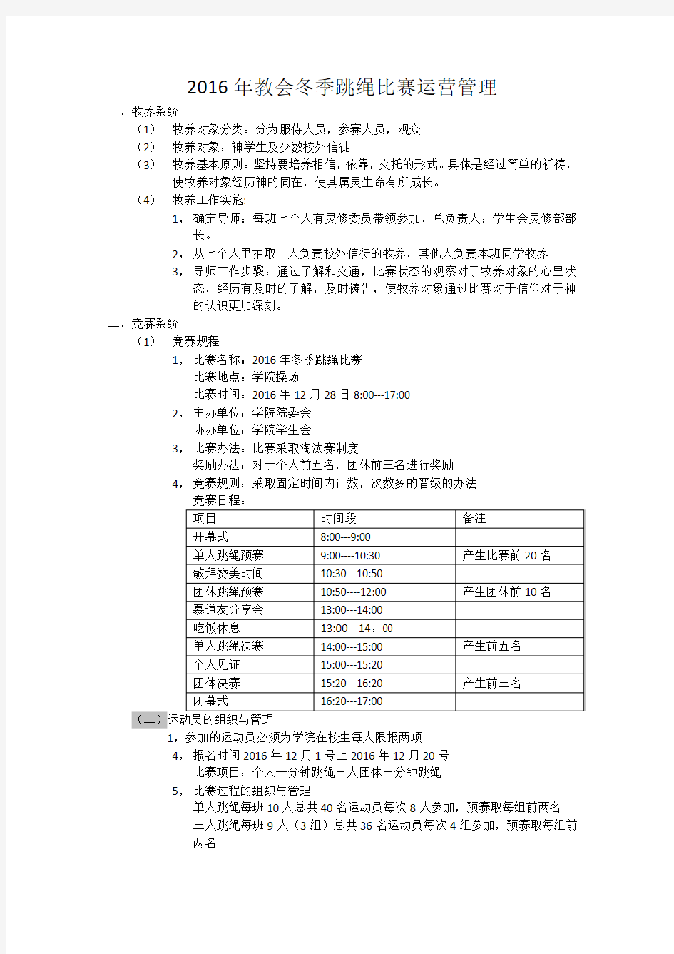 基督教体育赛事运营管理