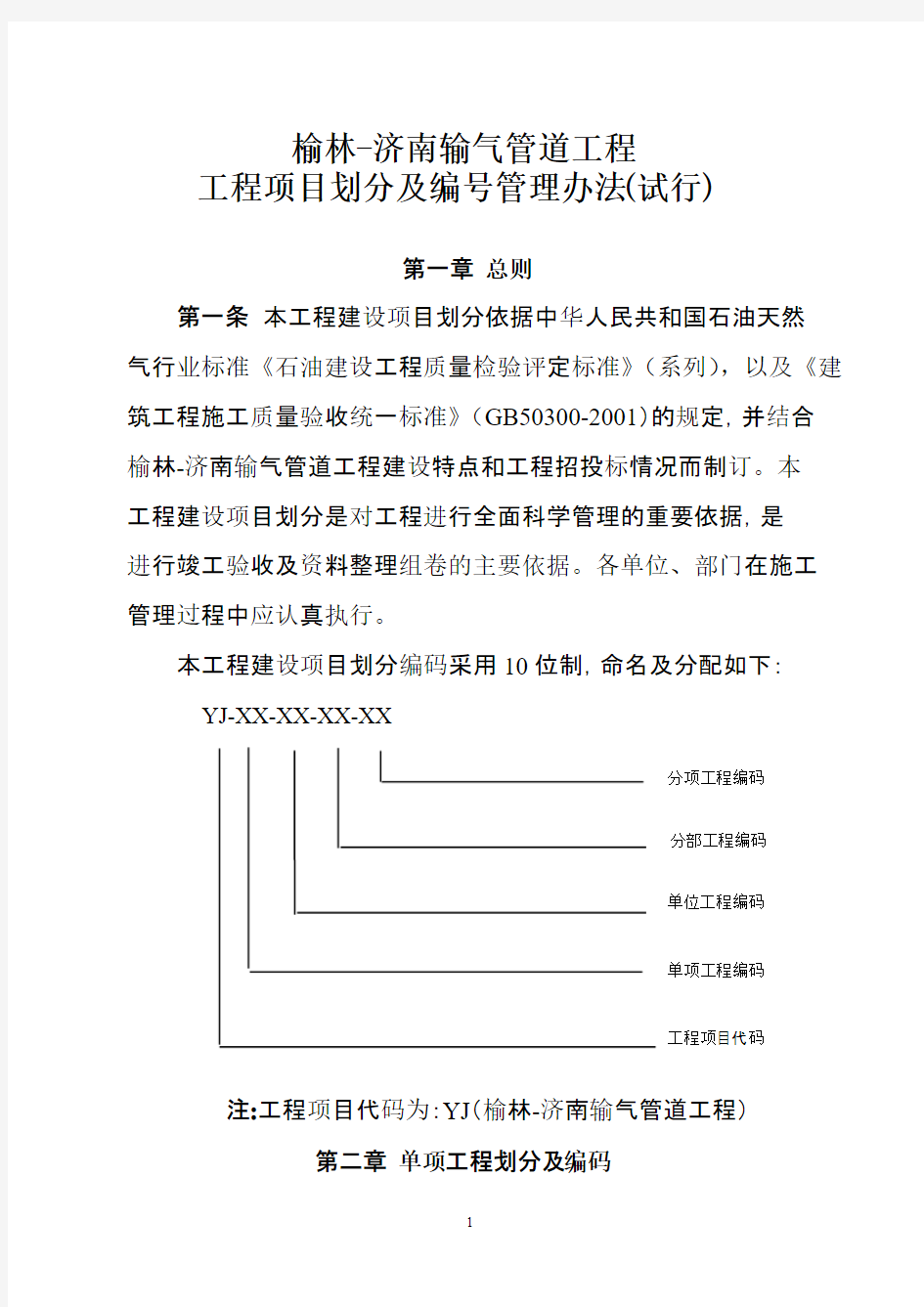 工程项目划分及编号管理办法