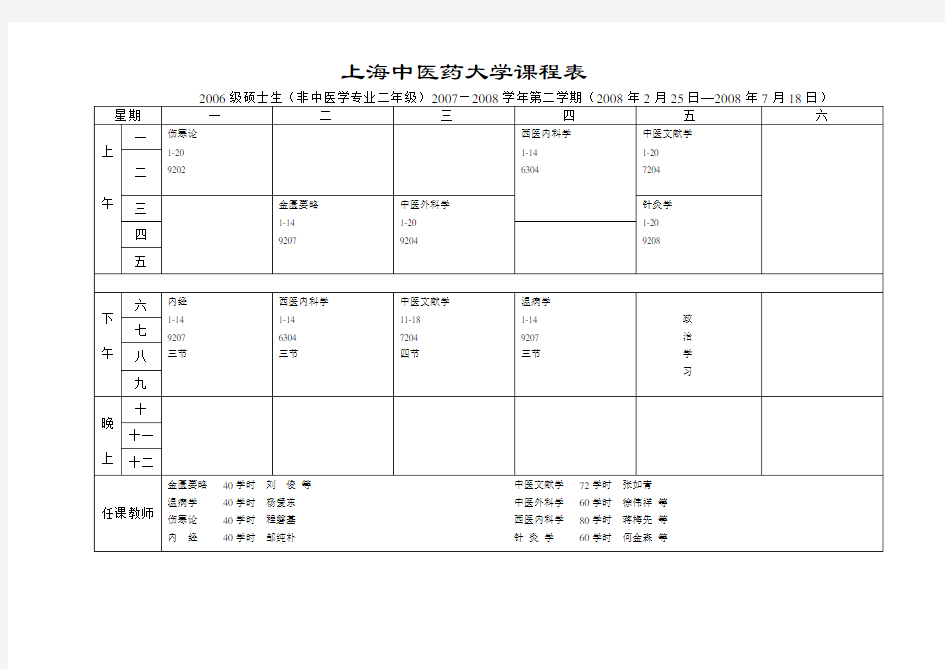 上海中医药大学课程表.doc