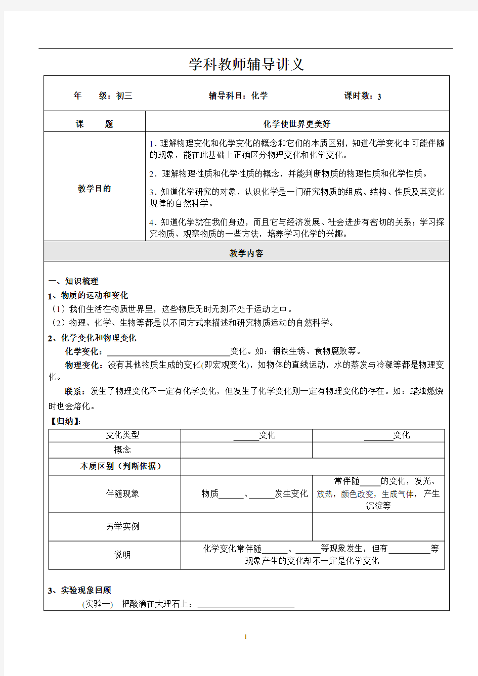 1.1 化学使世界更美好