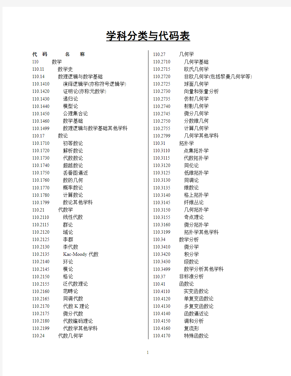 学科分类与代码表