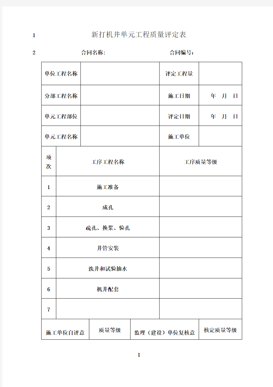 最新机井评定表