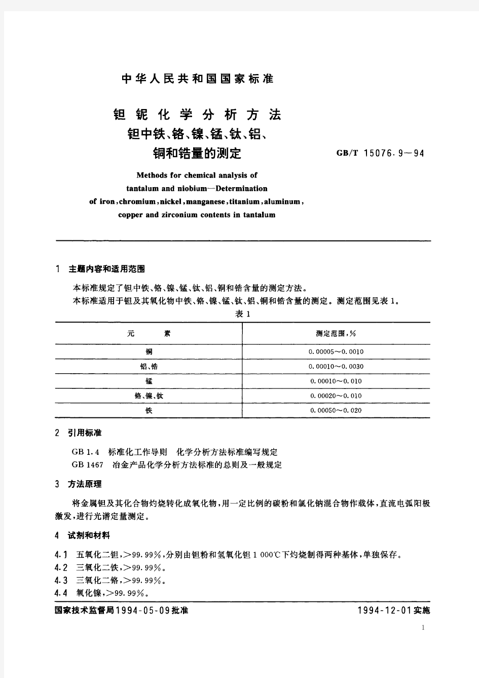 钽铌化学分析方法 钽中铁、铬、镍、锰、钛、铝、铜和锆量的测定