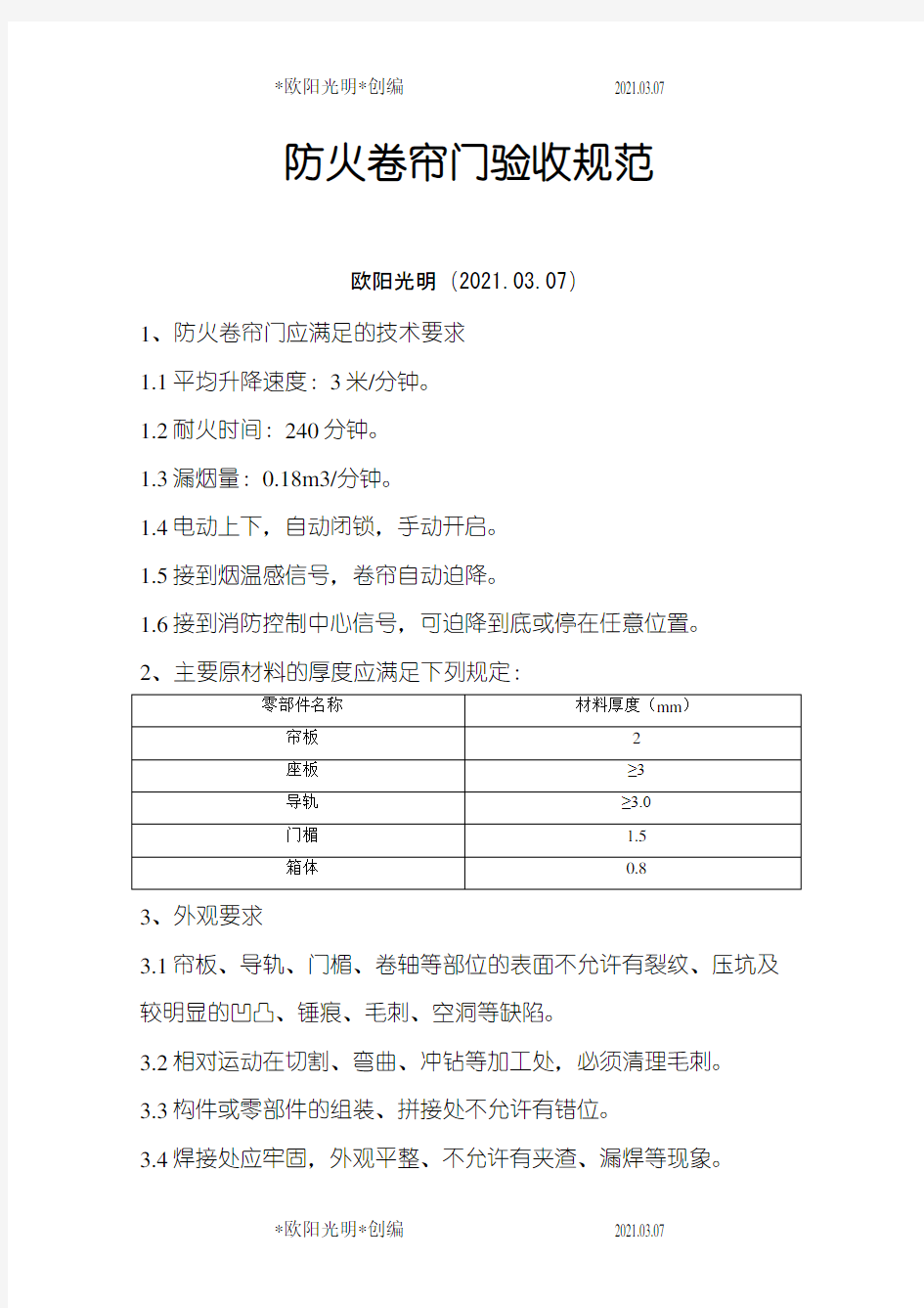 2021年防火卷帘门的验收规范