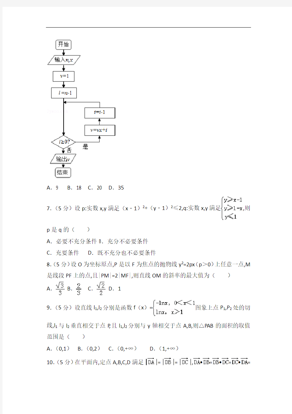 [历年真题]2016年四川省高考数学试卷(理科)