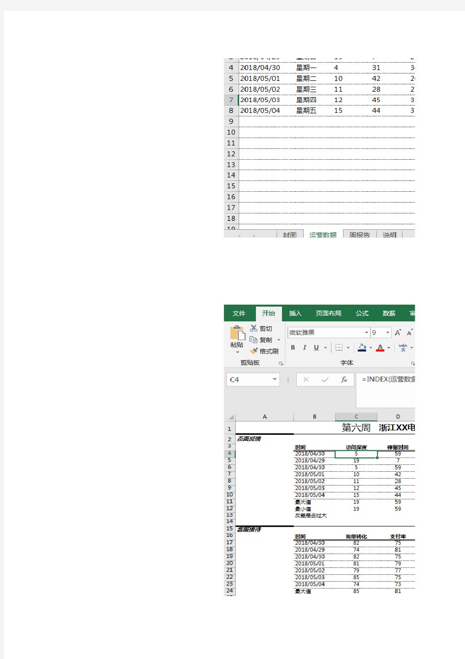 灰白实用淘宝运营数据周报Excel模版