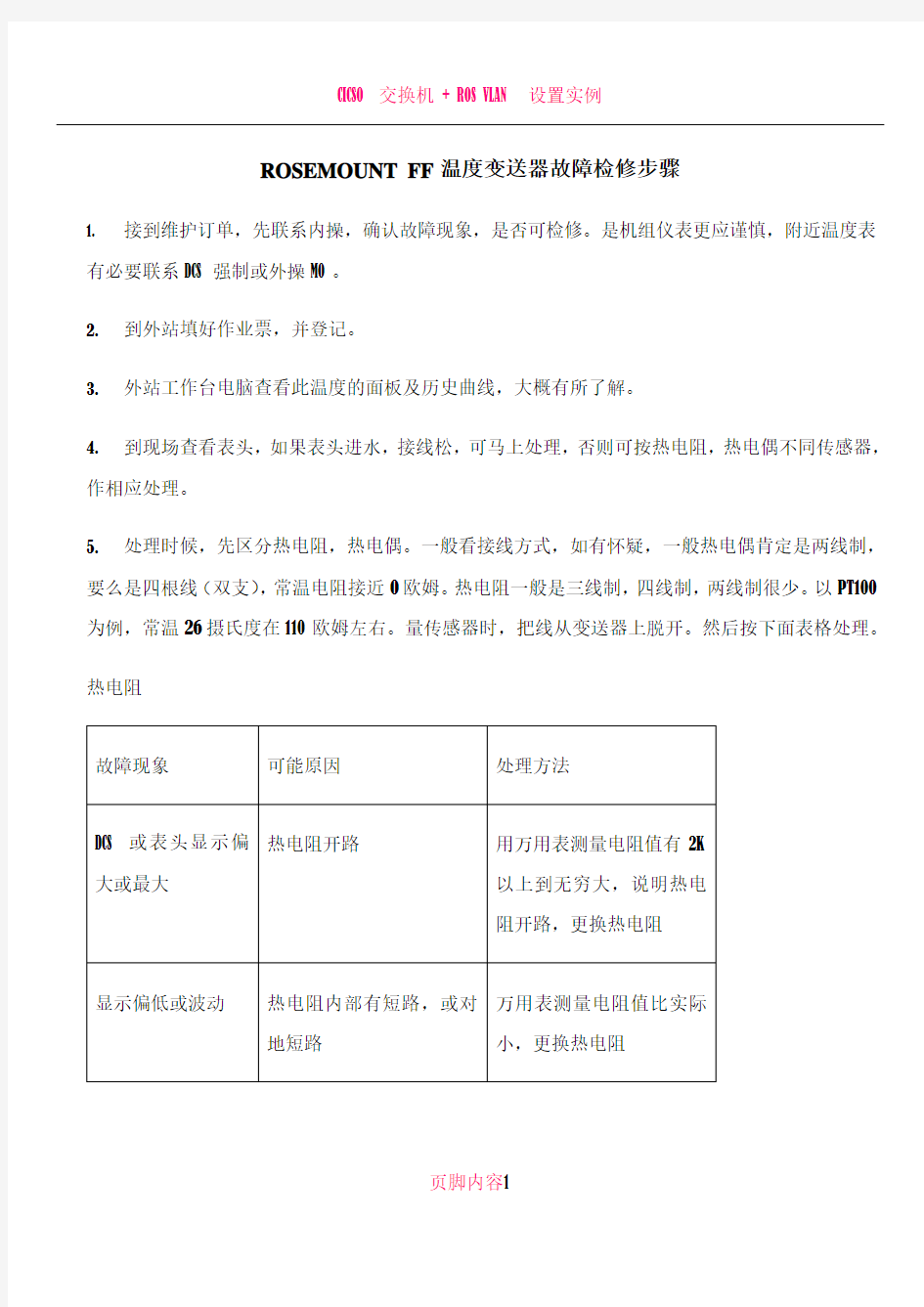 ROSEMOUNT FF温度变送器故障检修步骤