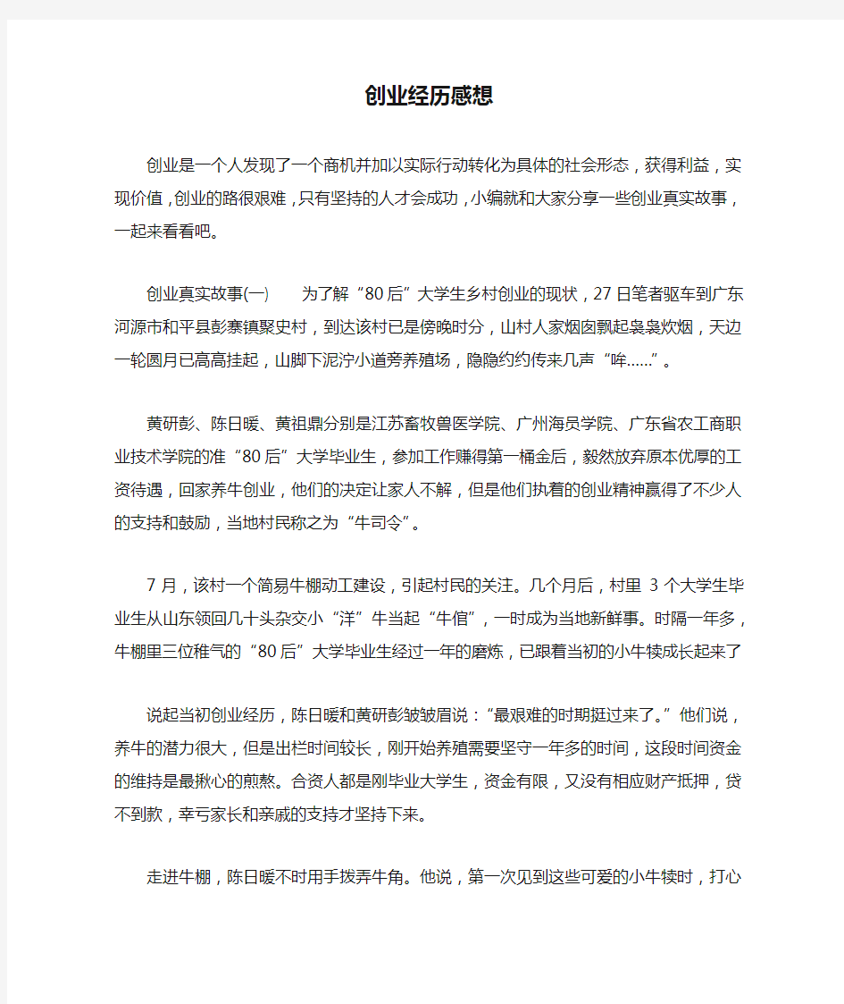 创业经历感想