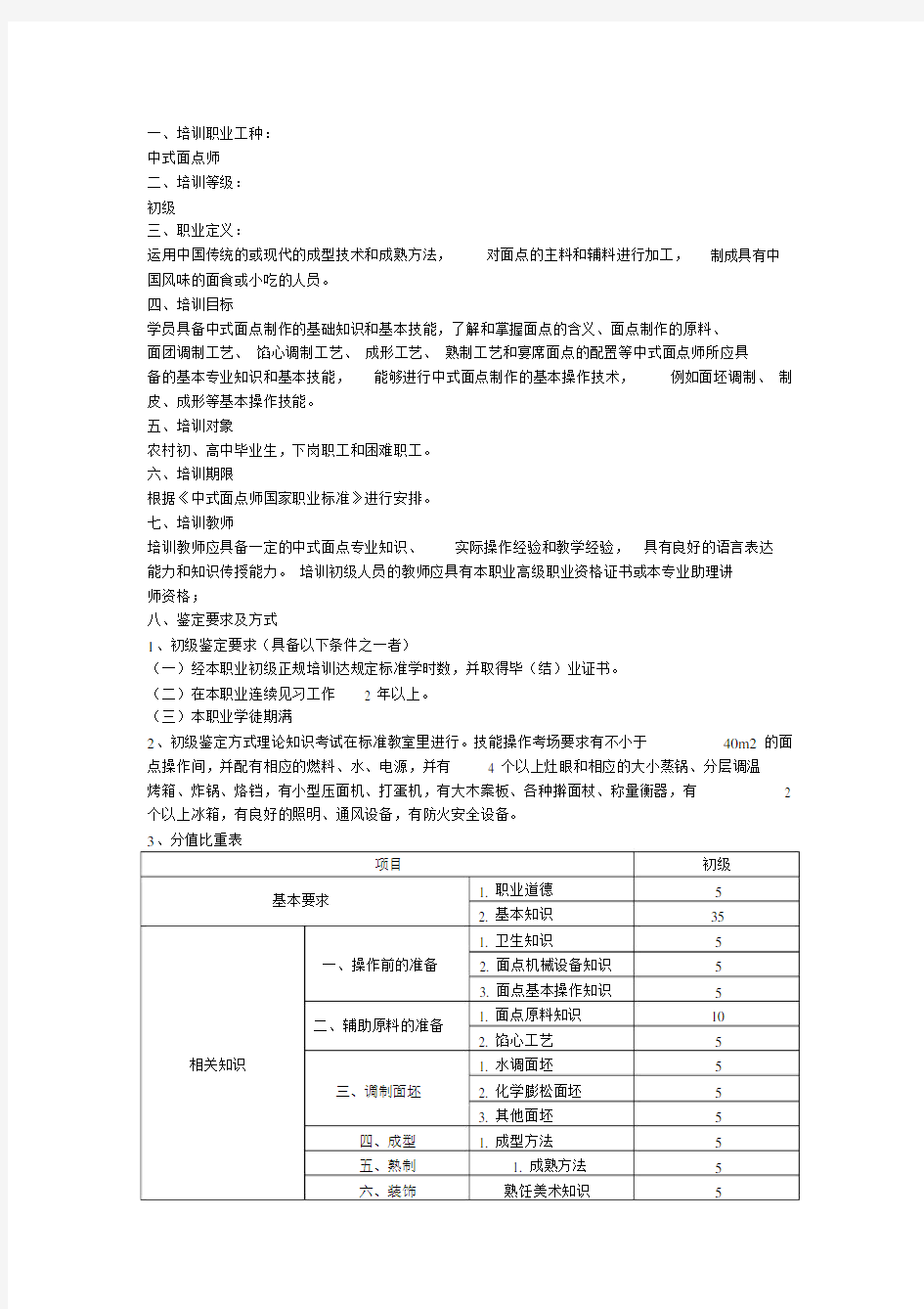 初级中式面点师培训教学大纲.doc