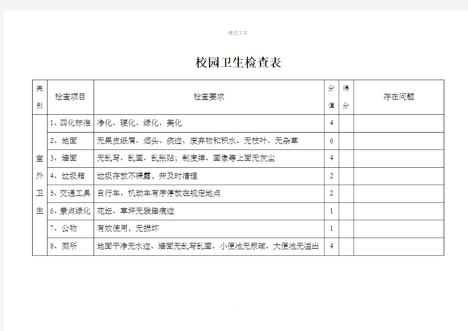 学校卫生检查表94053