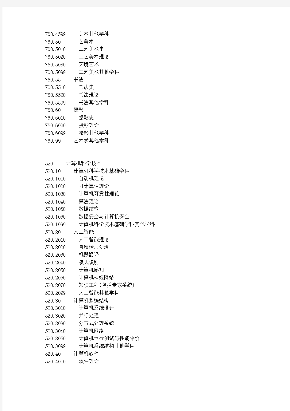 教育部《学科分类与代码》分类查询