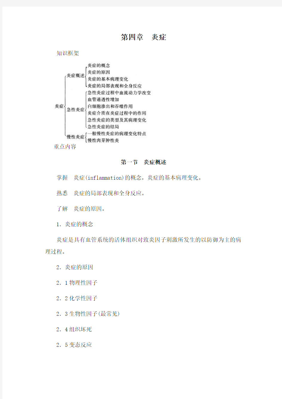 病理学 第四章 炎症 课程复习