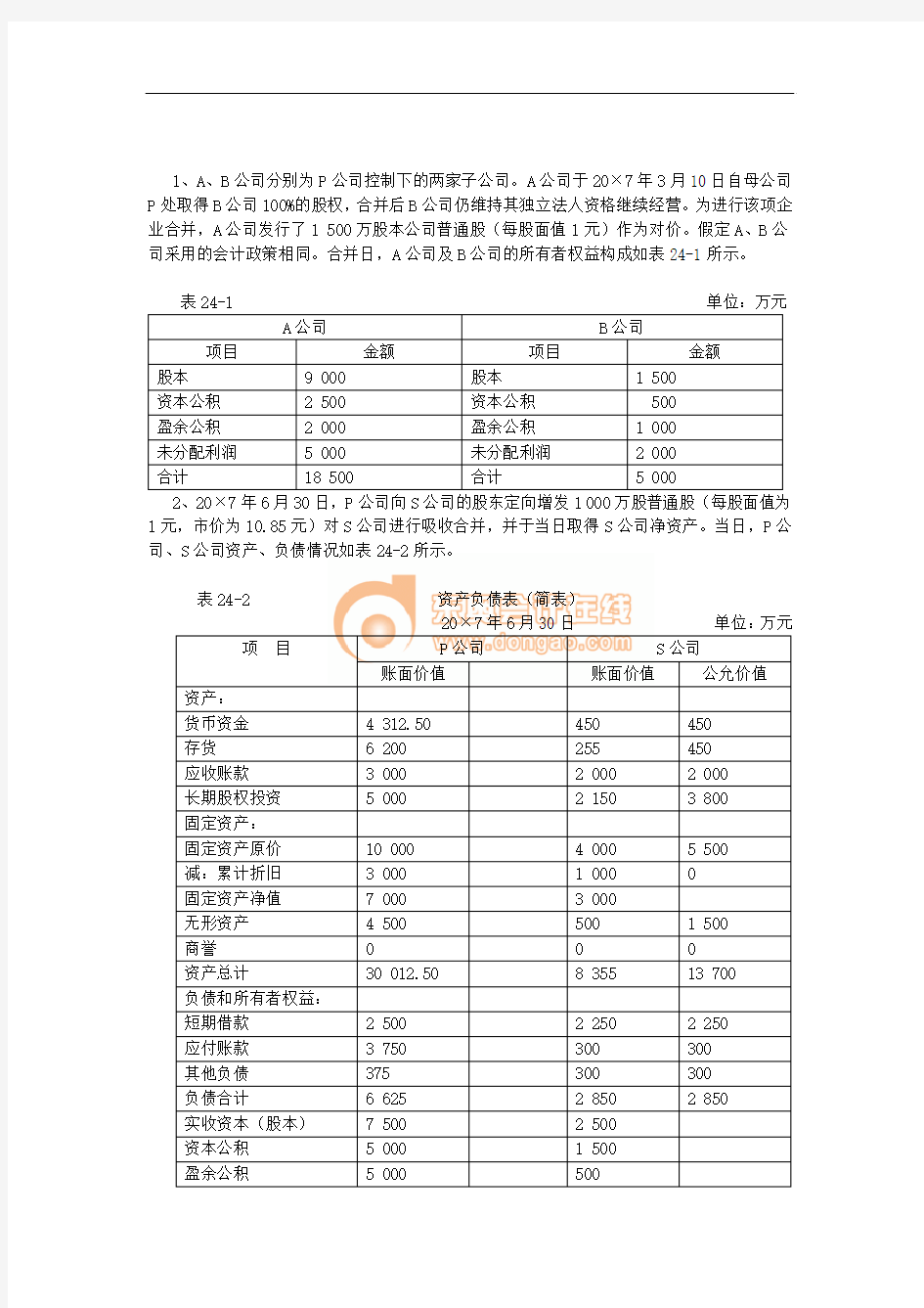 注会会计·课后作业·第二十四章