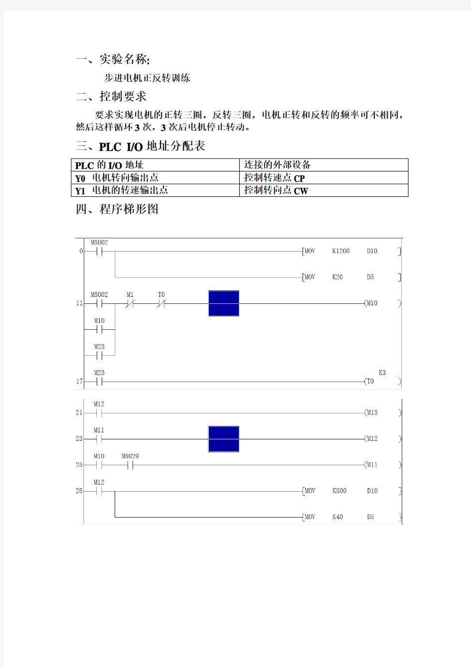 步进电机正反转实验报告