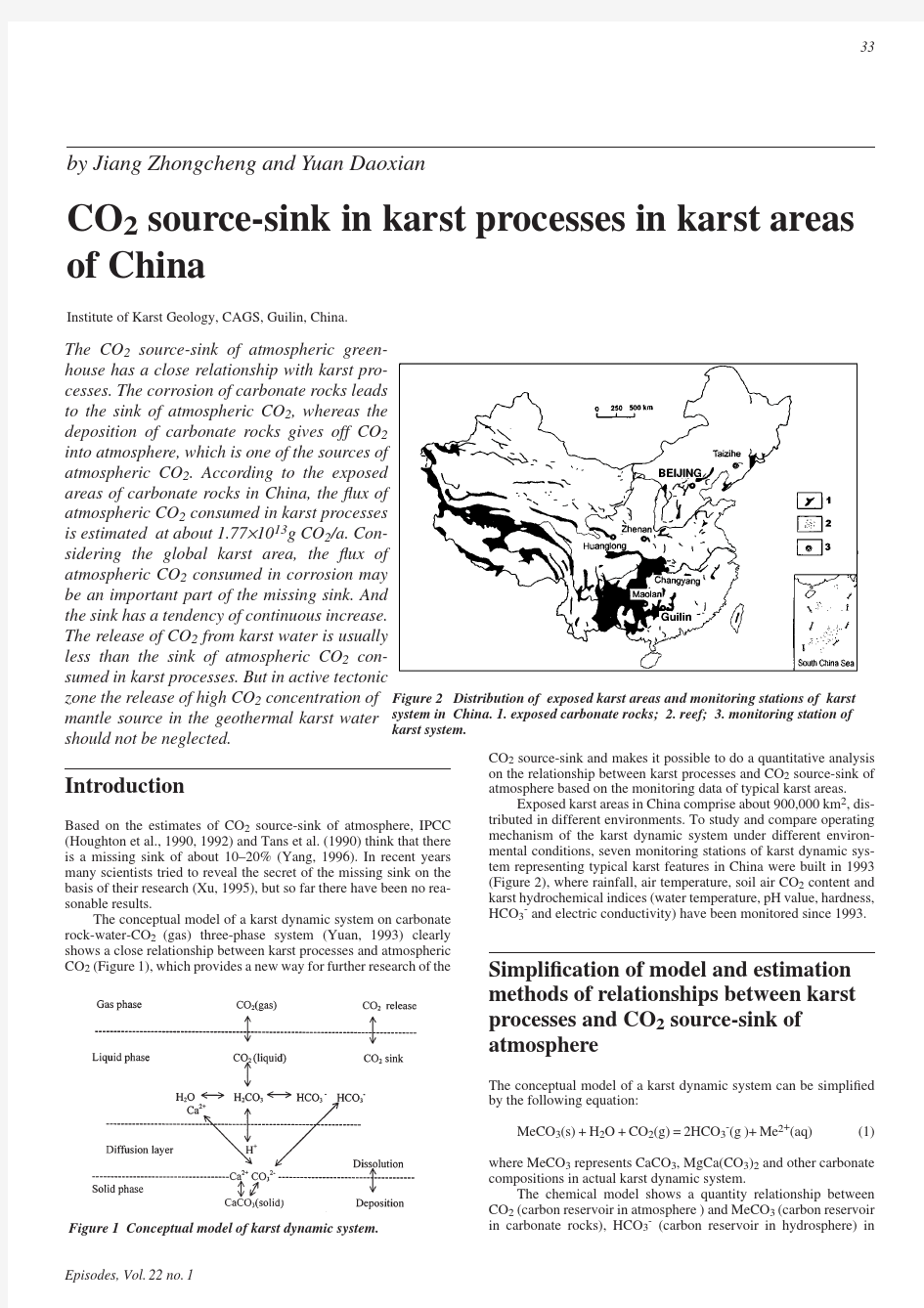 CO2 source-sink in karst processes in karst areas