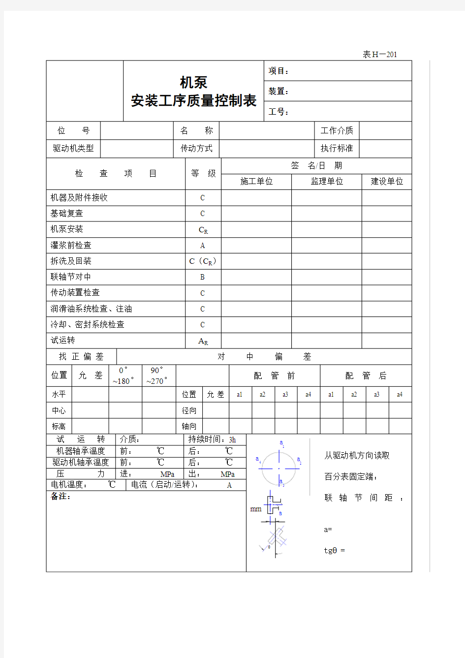 化工设备安装交工资料表格[1]