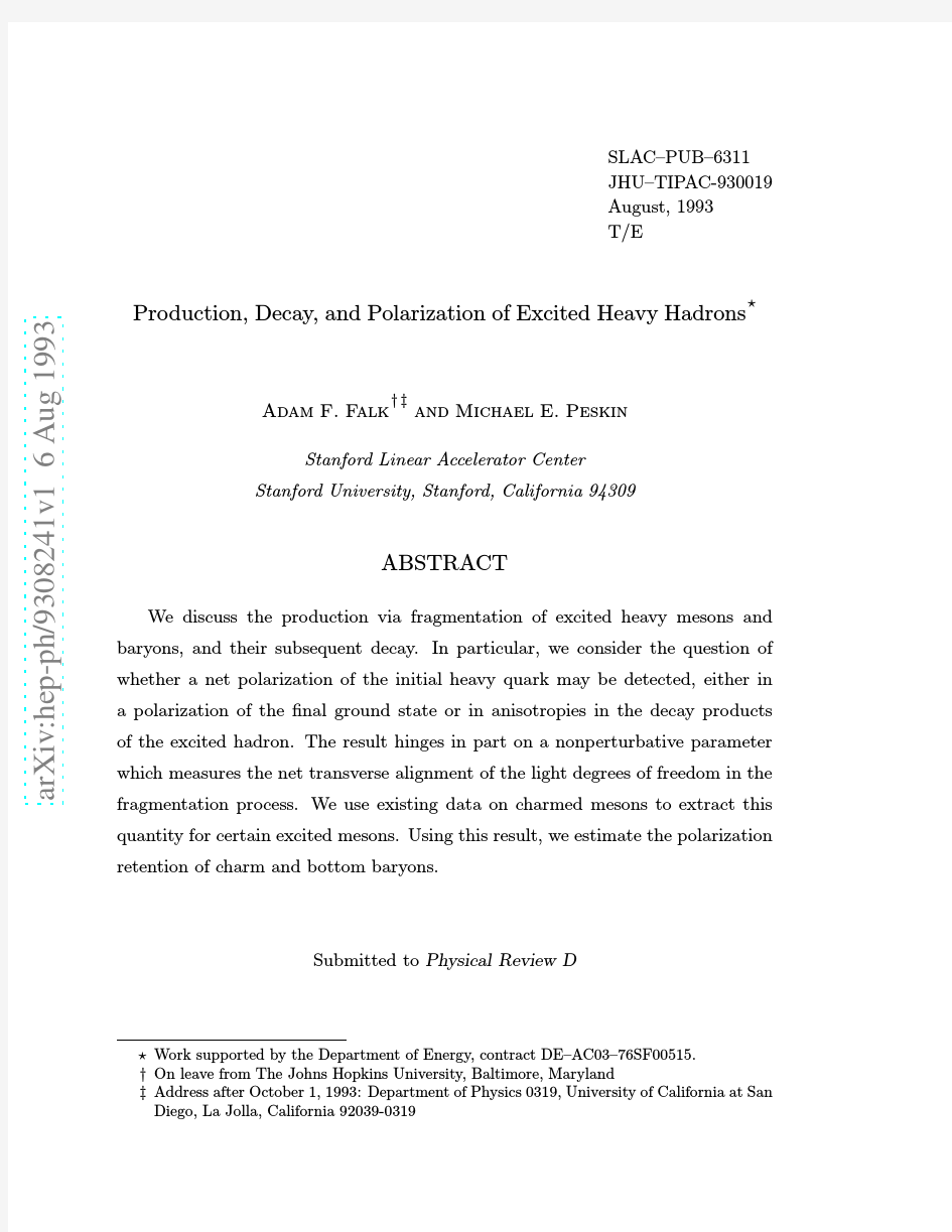 Production, Decay, and Polarization of Excited Heavy Hadrons