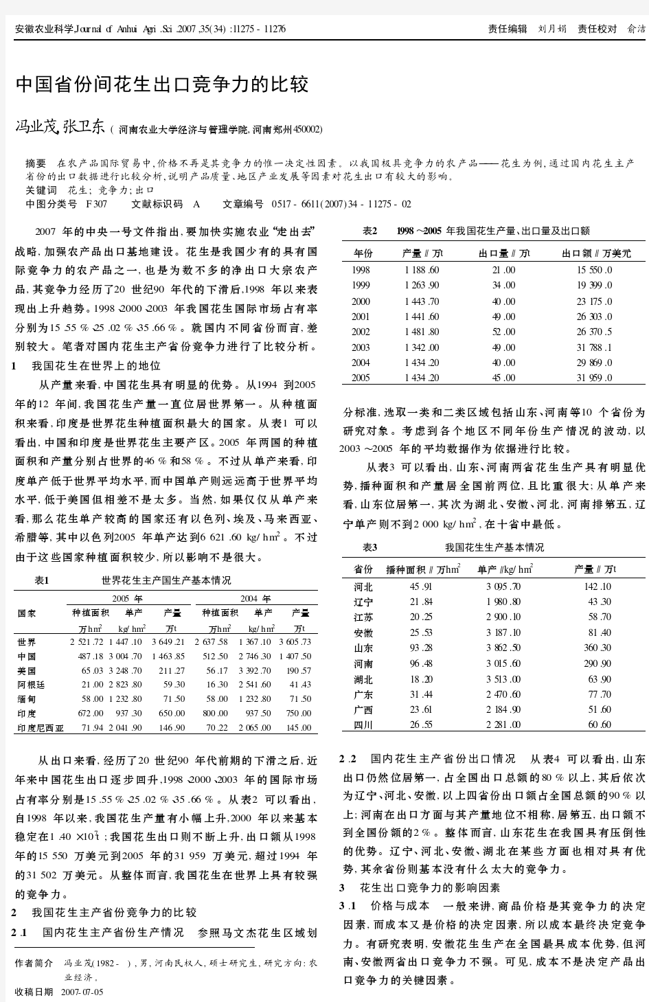 中国省份间花生出口竞争力的比较