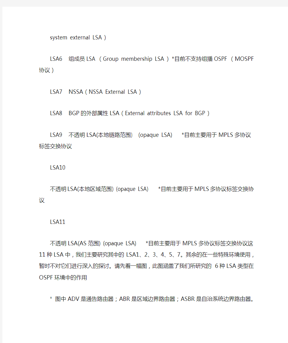 OSPF的11种LSA类型