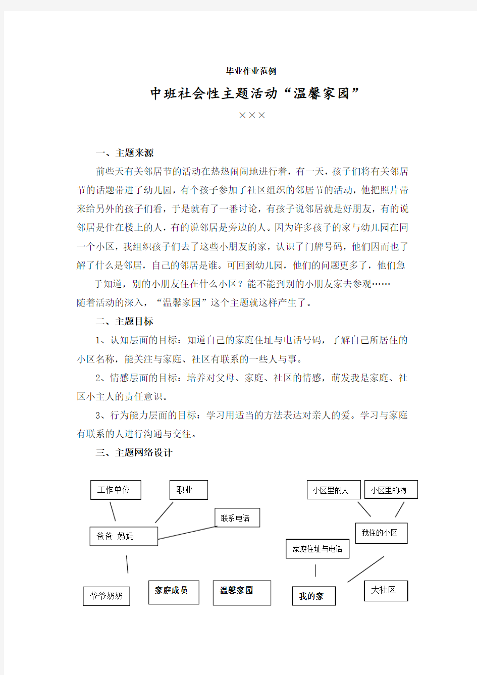 电大学前教育毕业作业(幼儿园教学活动设计与指导)范例