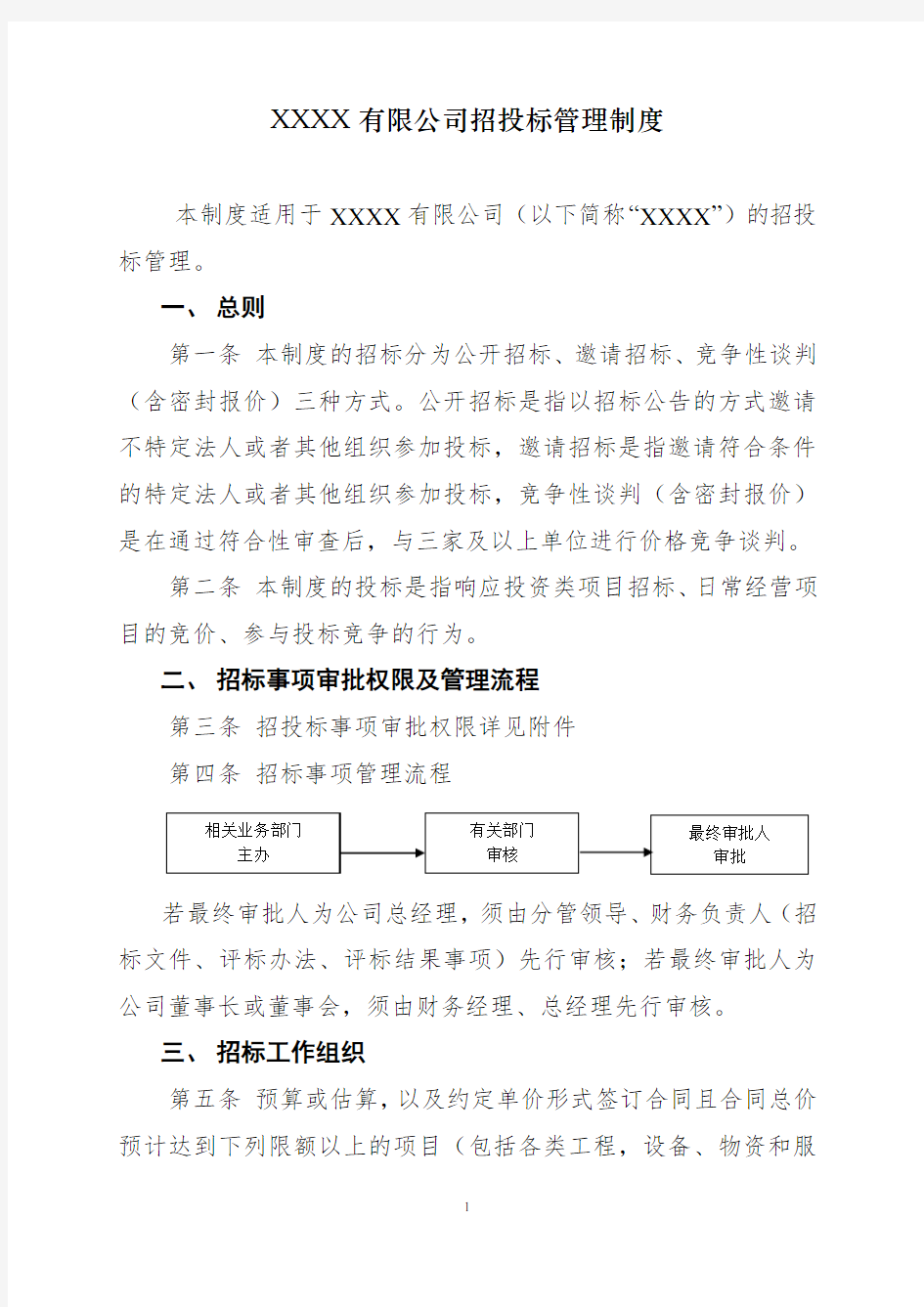 关于公司招投标制度(完整版)